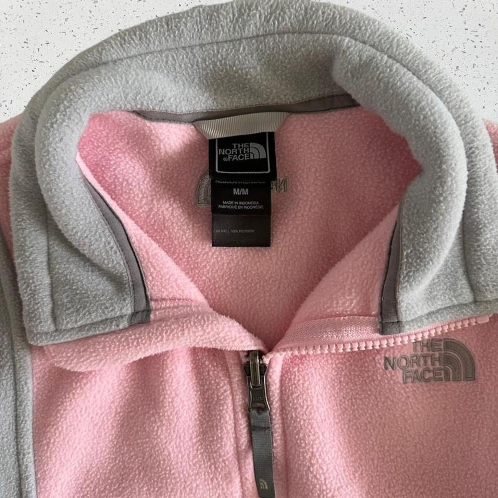 The North Face Kids Pink Grey Full Zip Fleece Sweater Jacket Size M Regular Fit - Picture 7 of 7